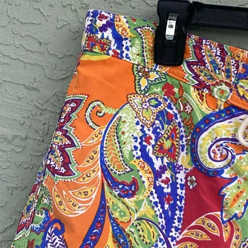Vintage Polo Ralph Lauren Men's Multicolor Swim Shorts Size M Beach Pool